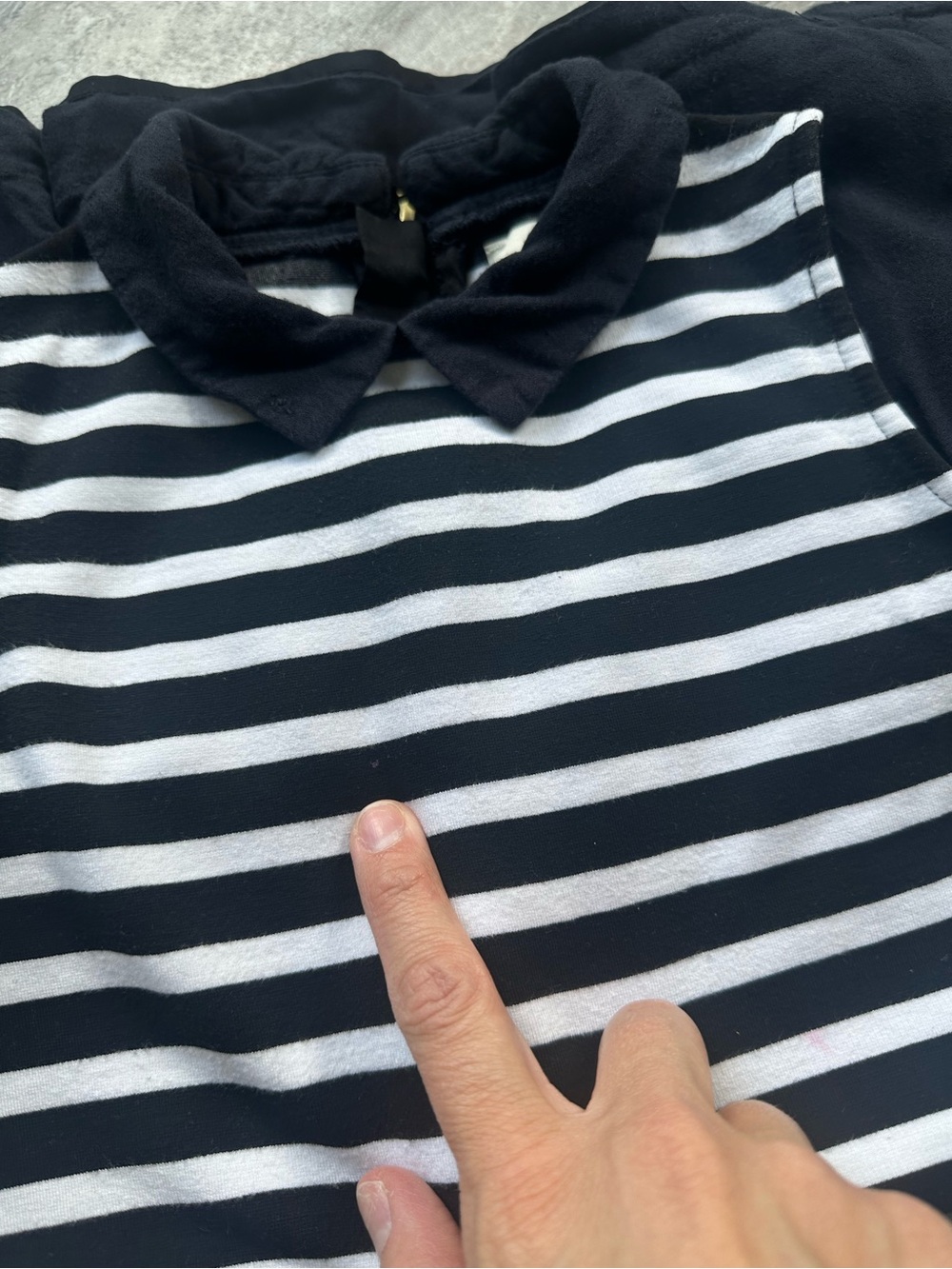 kate spade Black and White Striped Dress with Black Collar 7Y 0209 - Picture 7 of 9